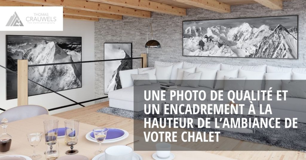 Encadrement photo dans un chalet de montagne