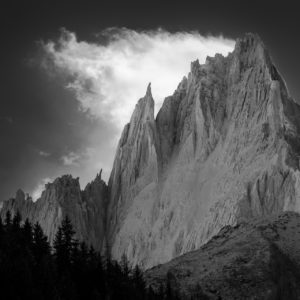 Chamonix aiguilles of Midi- Black and White Mountain photo