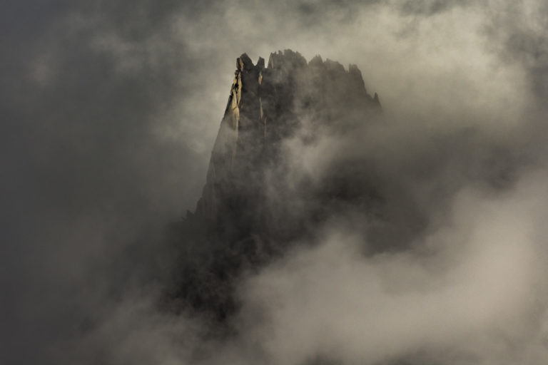 Aiguille du Peigne in clouds - Mont Blanc