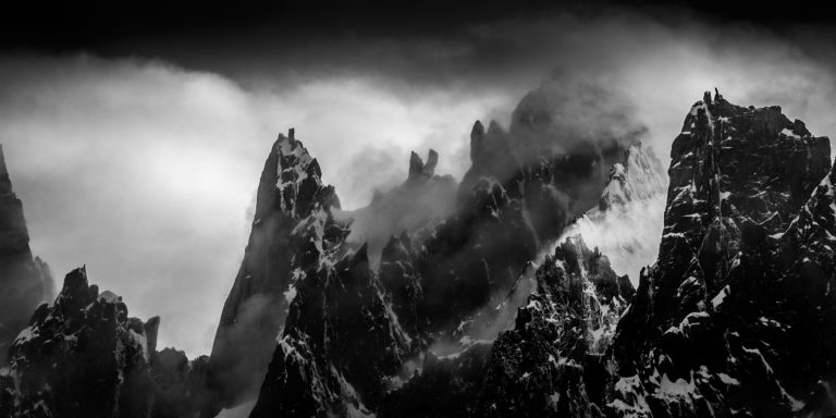 Aiguille du midi and Chamonix photography- Images - Black and white Mountain images