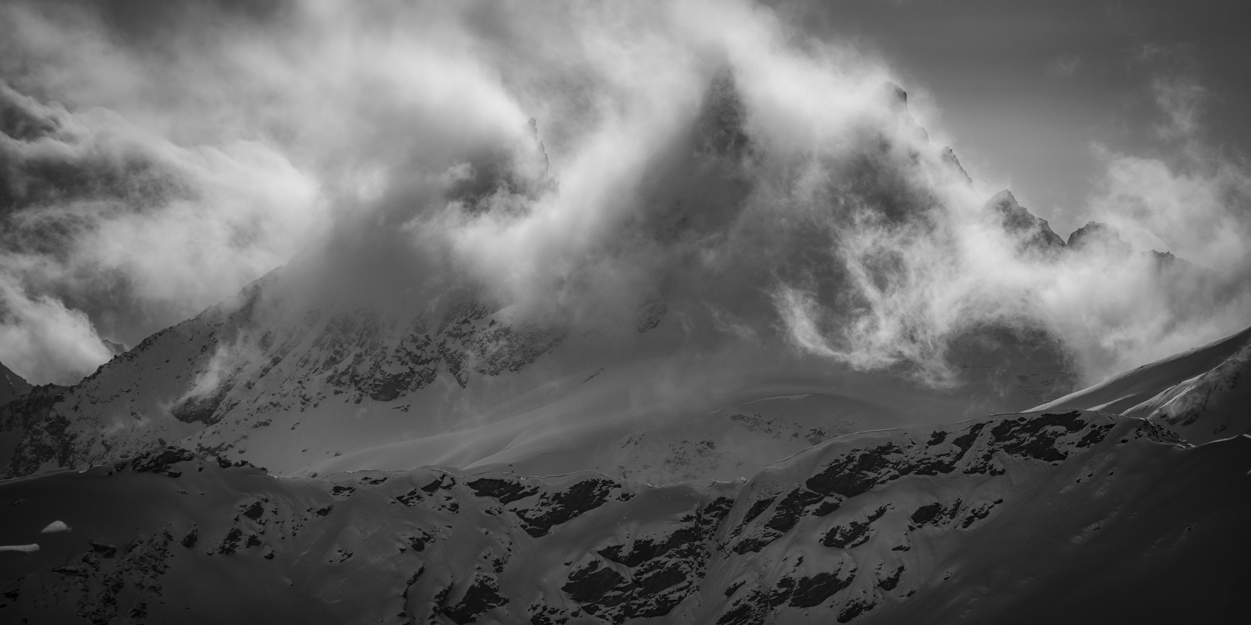 Val d'hérens - Mountain landscape image in black and white