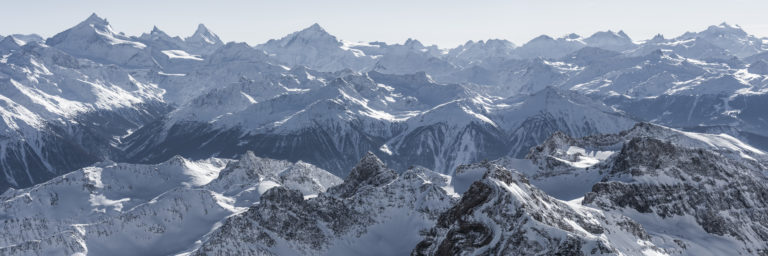 Panoramic image of the mountains of Crans montana Switzerland to be framed in a photo canvas