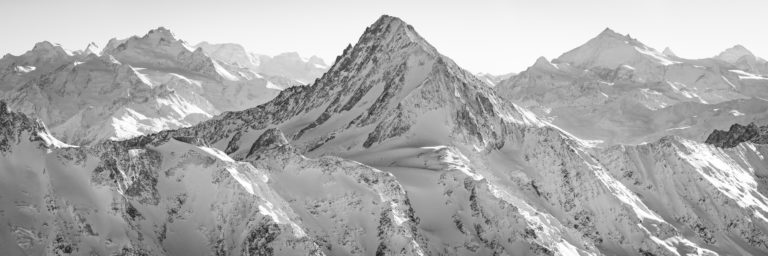 Poster panoramique Alpes Suisses Valaisannes - Bietschorn - Michabels - Weisshorn