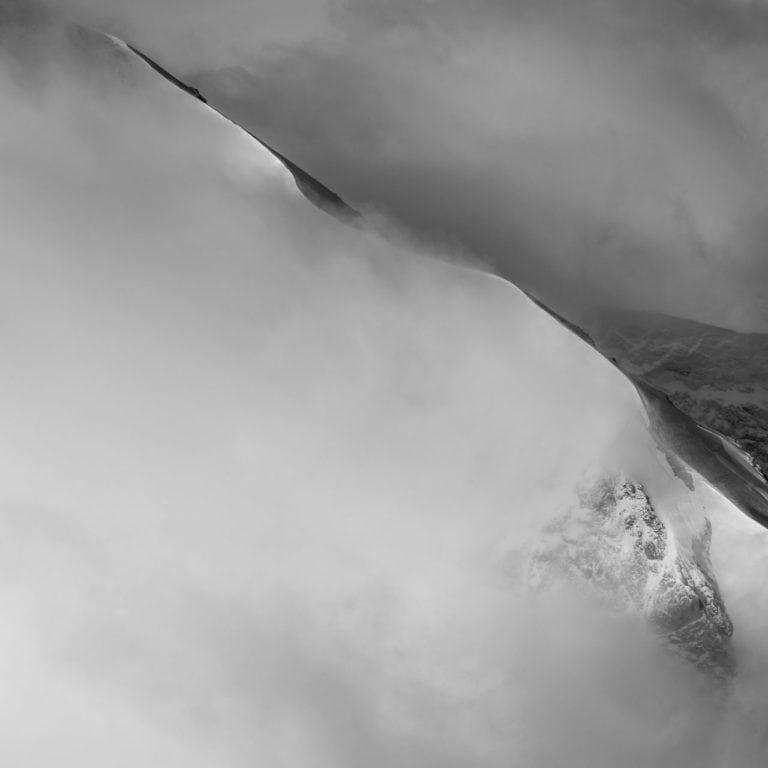 St Moritz in swiss alps - aerial black and white mountains view