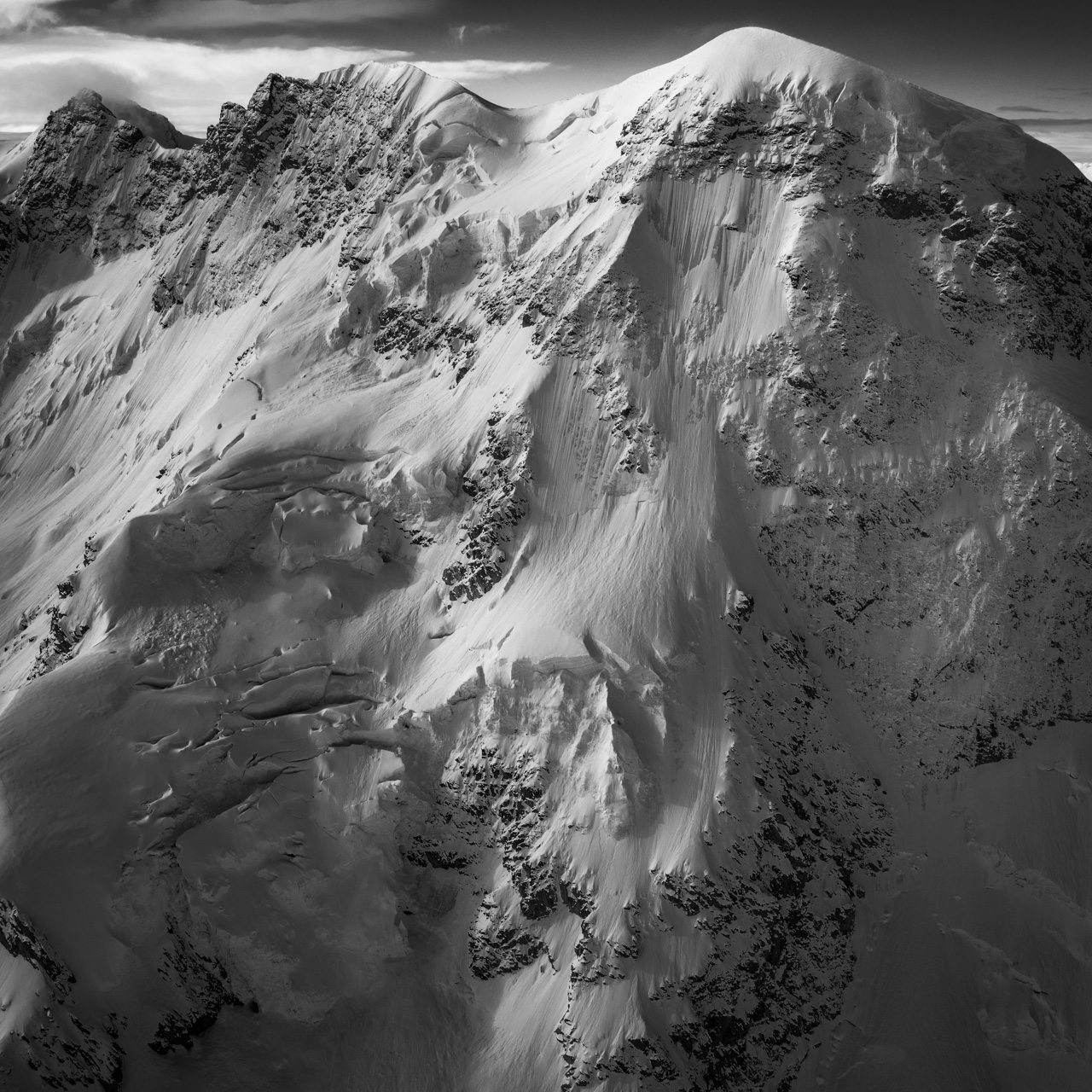 Breithorn - black and white images of the mountains Alps of Zermatt