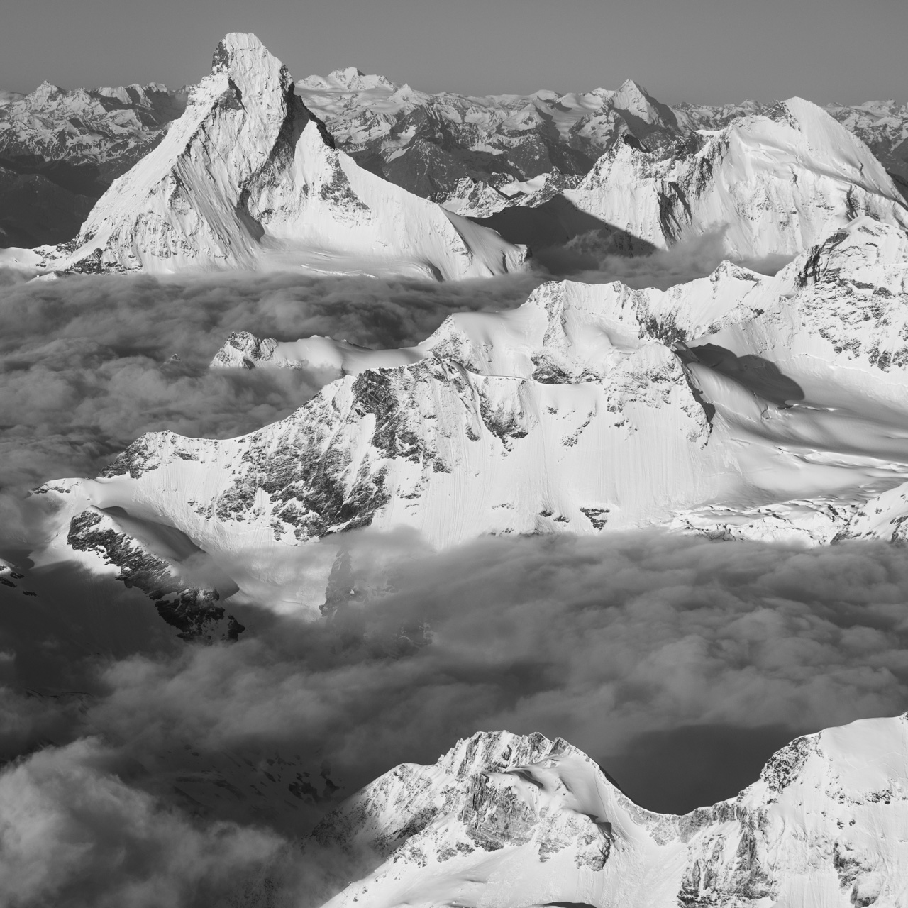 Matterhorn - mountain ridge - black and white picture of The Matterhorn