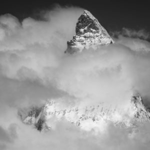 The Matterhorn - Smocky mountain black and white picture