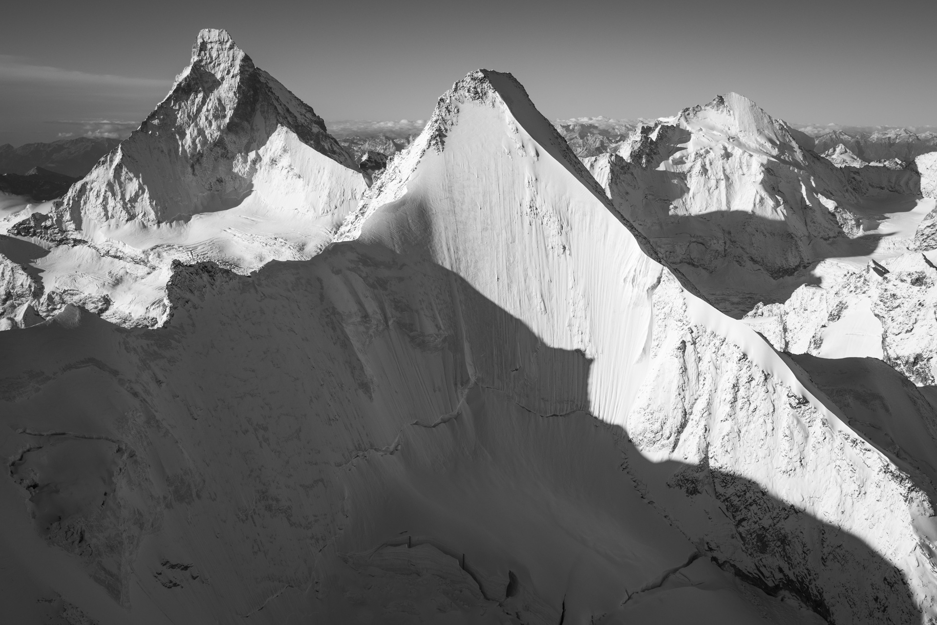 Mountain black and white photo frame of the Matterhorn -  Obergabelhorn North Face