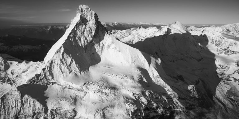 The Matterhorn - Professional photo framing of a black abd white panoramic mountain view