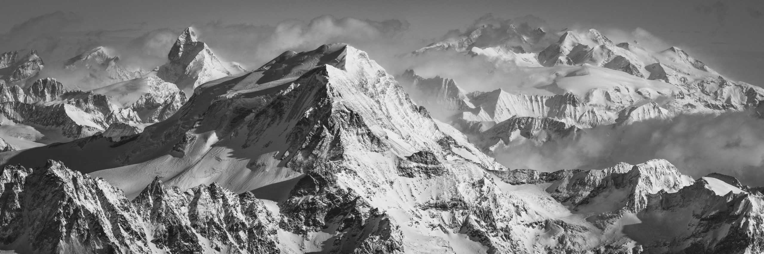 Monte Rosa - The Matterhorn - Combin - panoramic photo of the Swiss Alps and mountain range in Switzerland