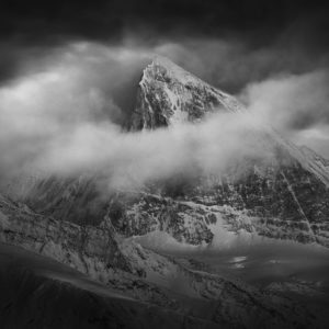 Black and white dent blanche moutain image seen from Val d&#039;Anniviers - Alps Moutain photo