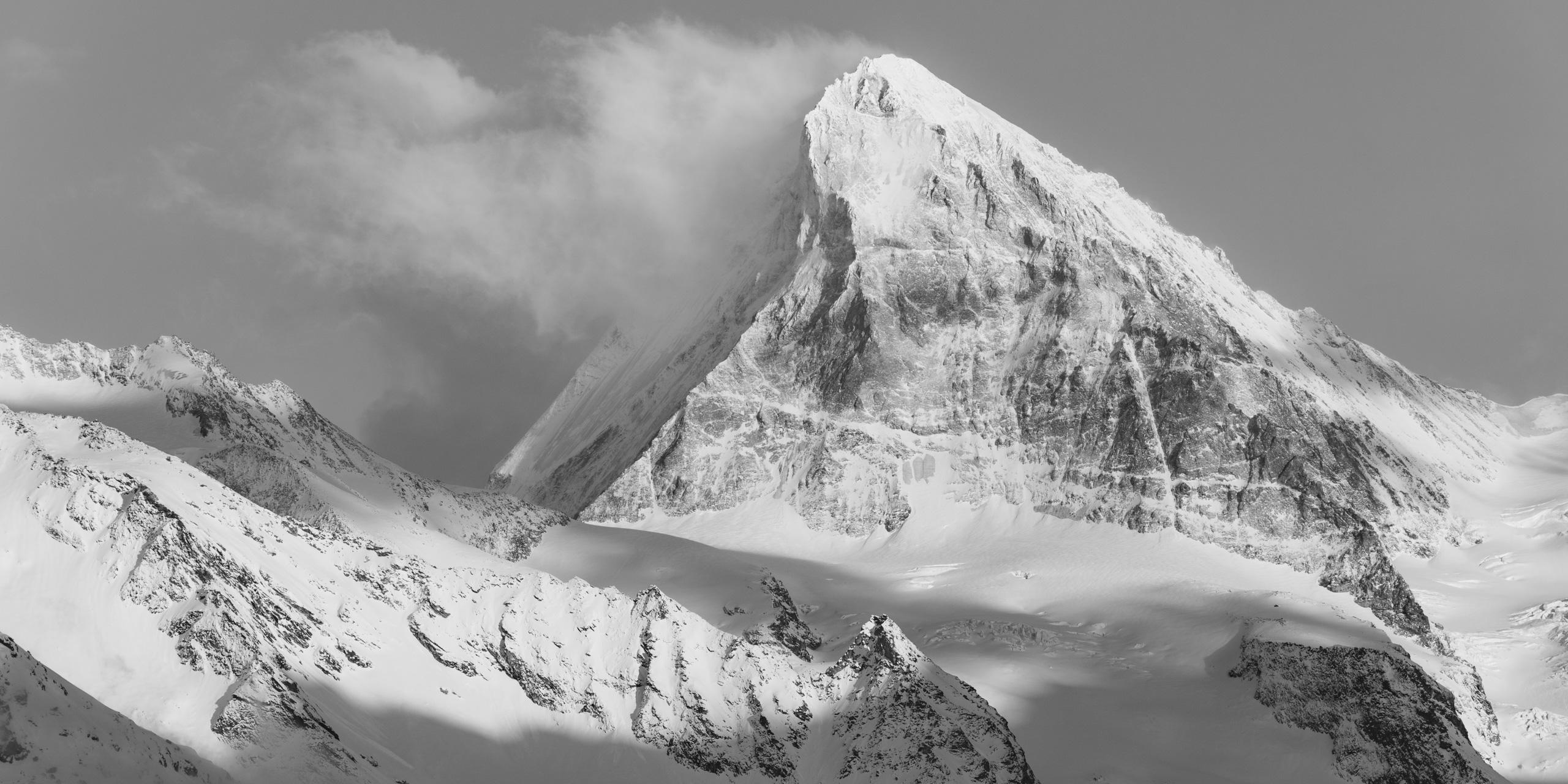 panorama Dent Blanc - Schwarz-weißes Bergpanorama