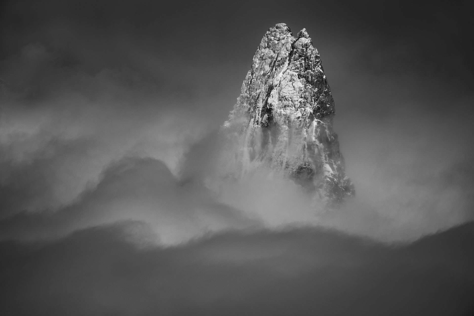 Dent du Géant - Bergnebel und Wolkenmeer von der Nadel des Südens aus