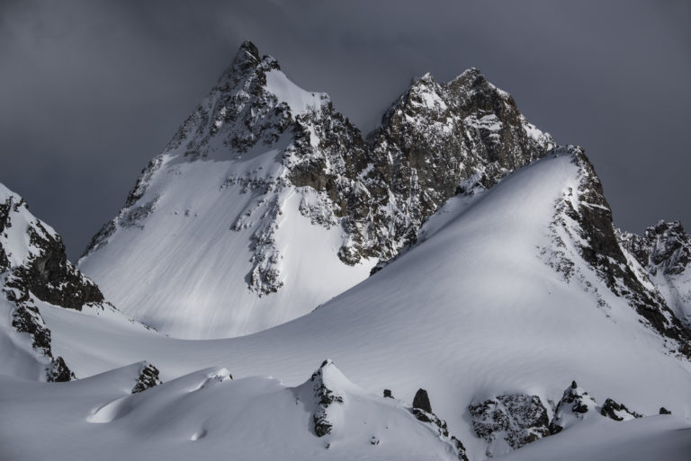 Dents de Bertol - image of mountains in snow and ski slopes from Arolla and Crans Montana in the Valais Alps in Switzerland