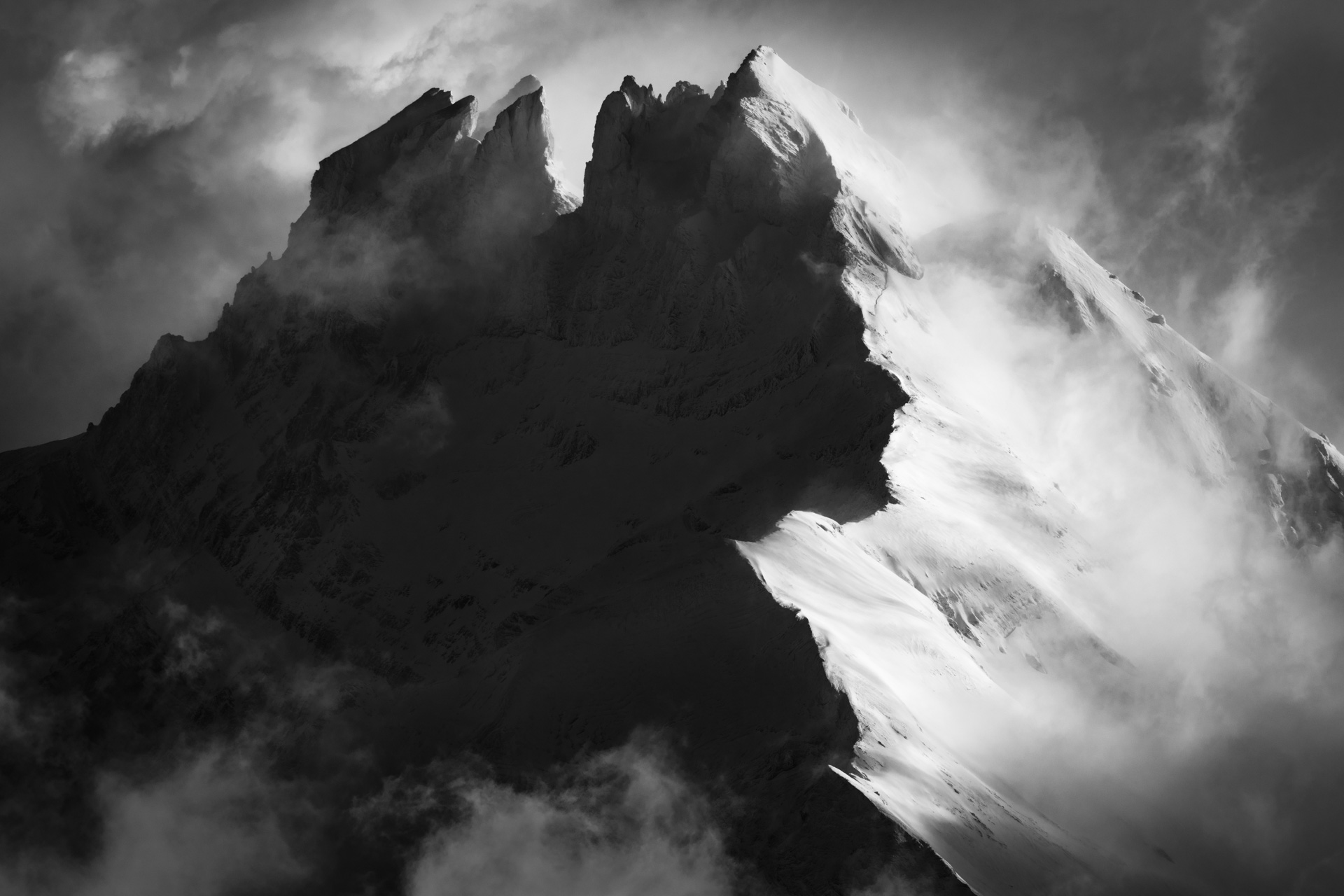 photo Dents du Midi black and white mountain photo
