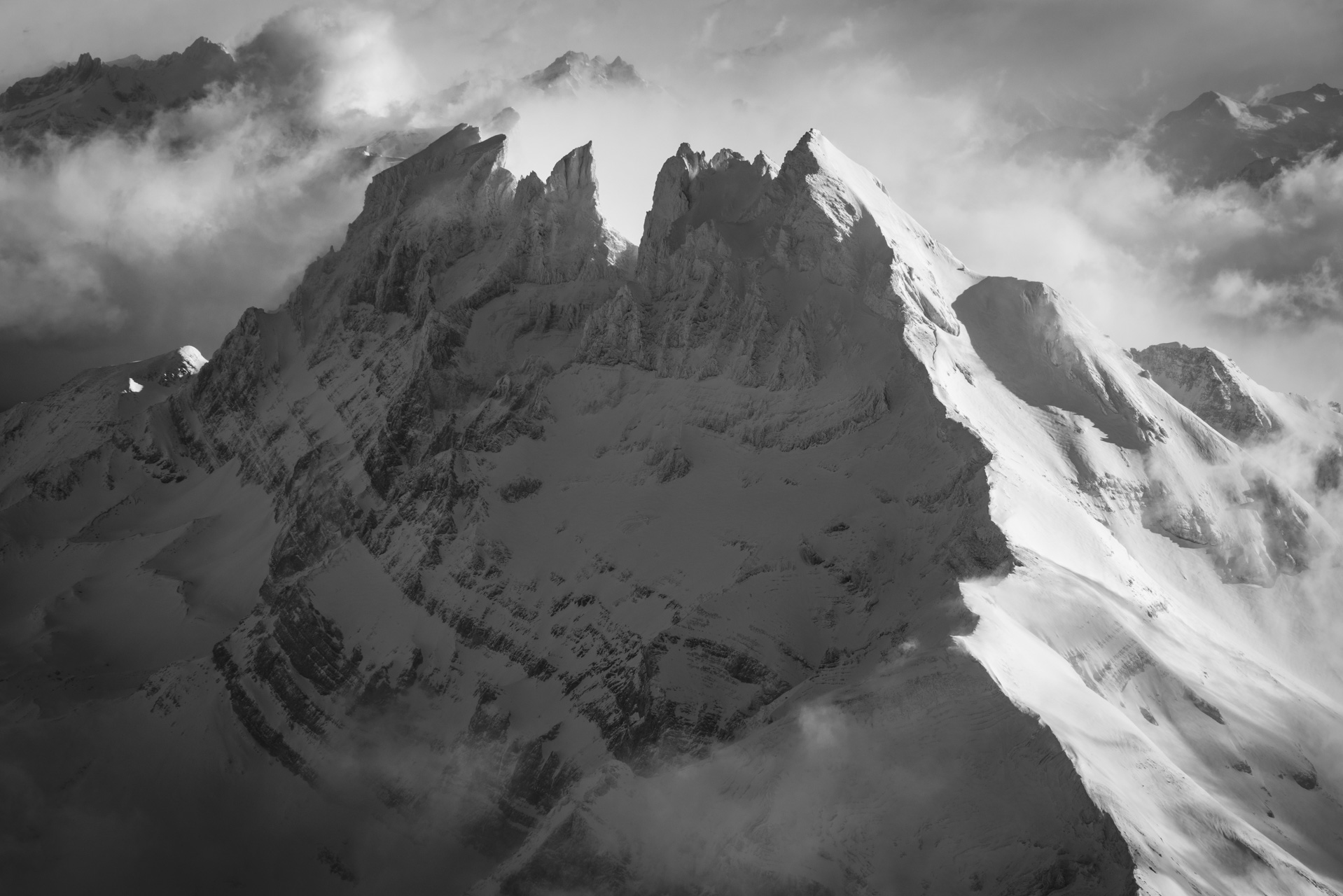 photo noir et blanc - dents du midi - Avoriaz