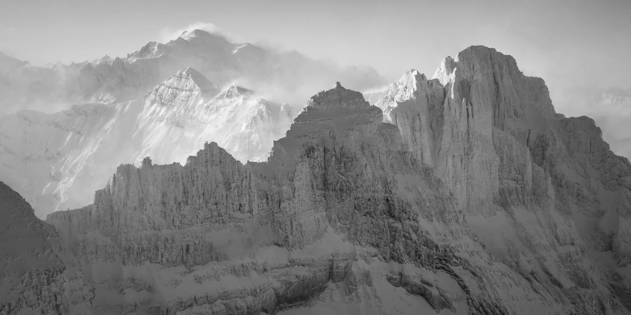panoramic photo of dents du midi - mont blanc