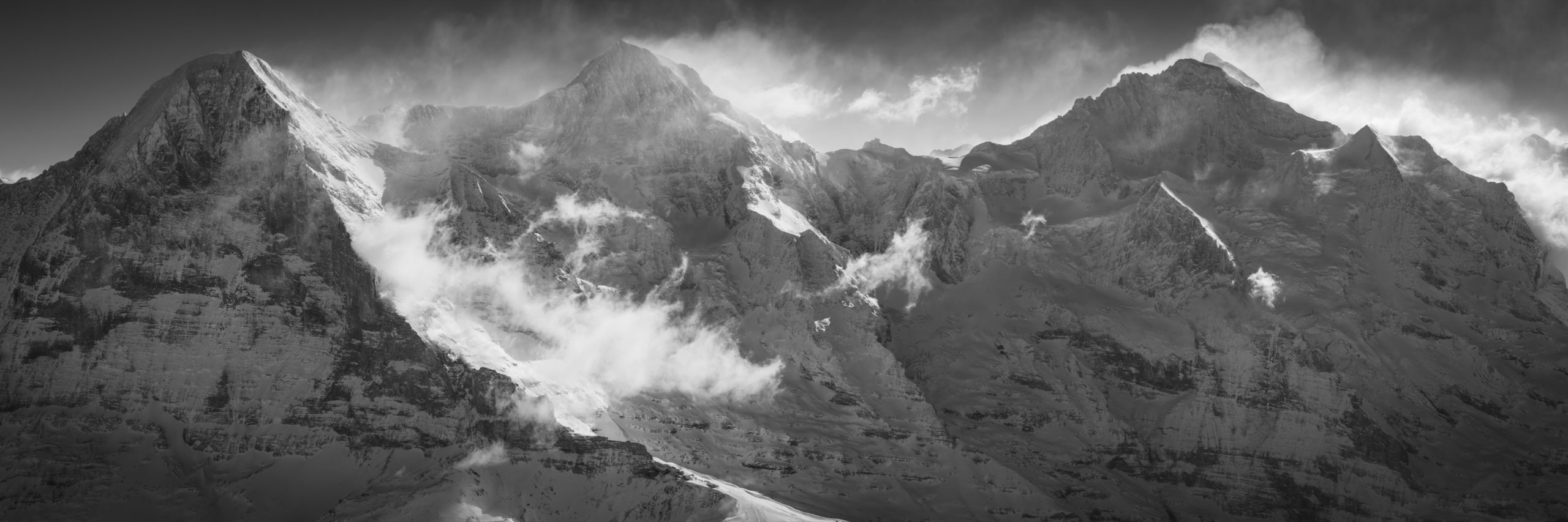 Eiger Monch Jungfau panorama - Alpes suisses sommets - Photos de montagne grindelwald
