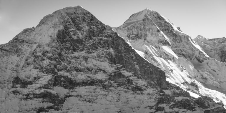 panoramic mountain view The Eiger north face - Monch - pictures of snow in the mountains