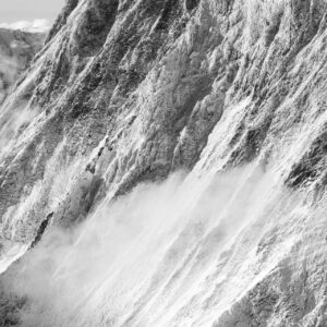 summit  bernese alps  and rock in the mountains under the snow - Finsteraarhorn in black and white