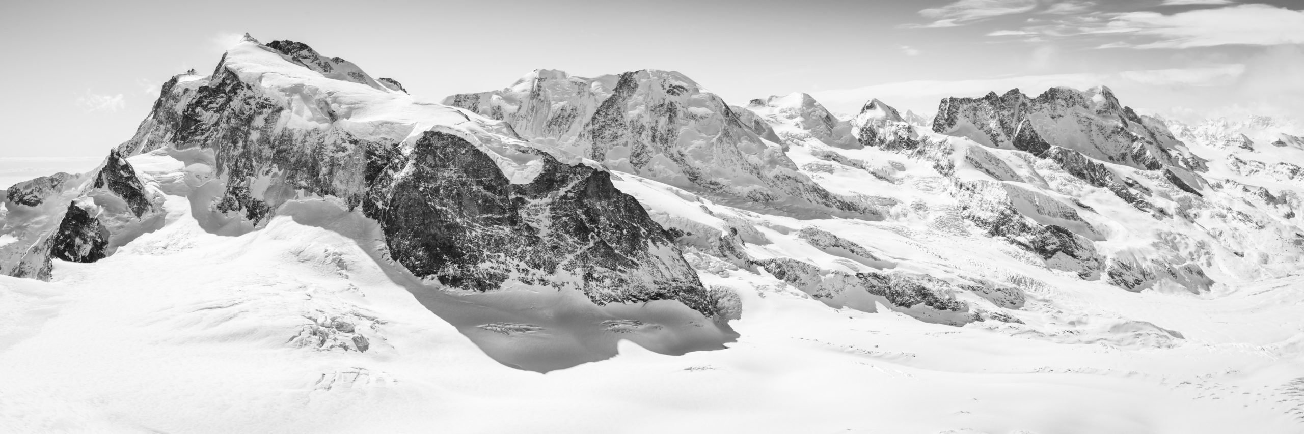 Zermatt Monte rosa panorama - photo  print and framing of summits of the Swiss Alps - Breithorn - Lyskamm, Castor and Pollux
