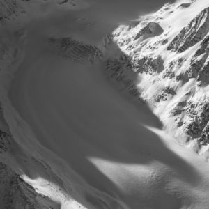 Glacier de Corbassière - Black and white mountain photo to print for a modern chalet decoration