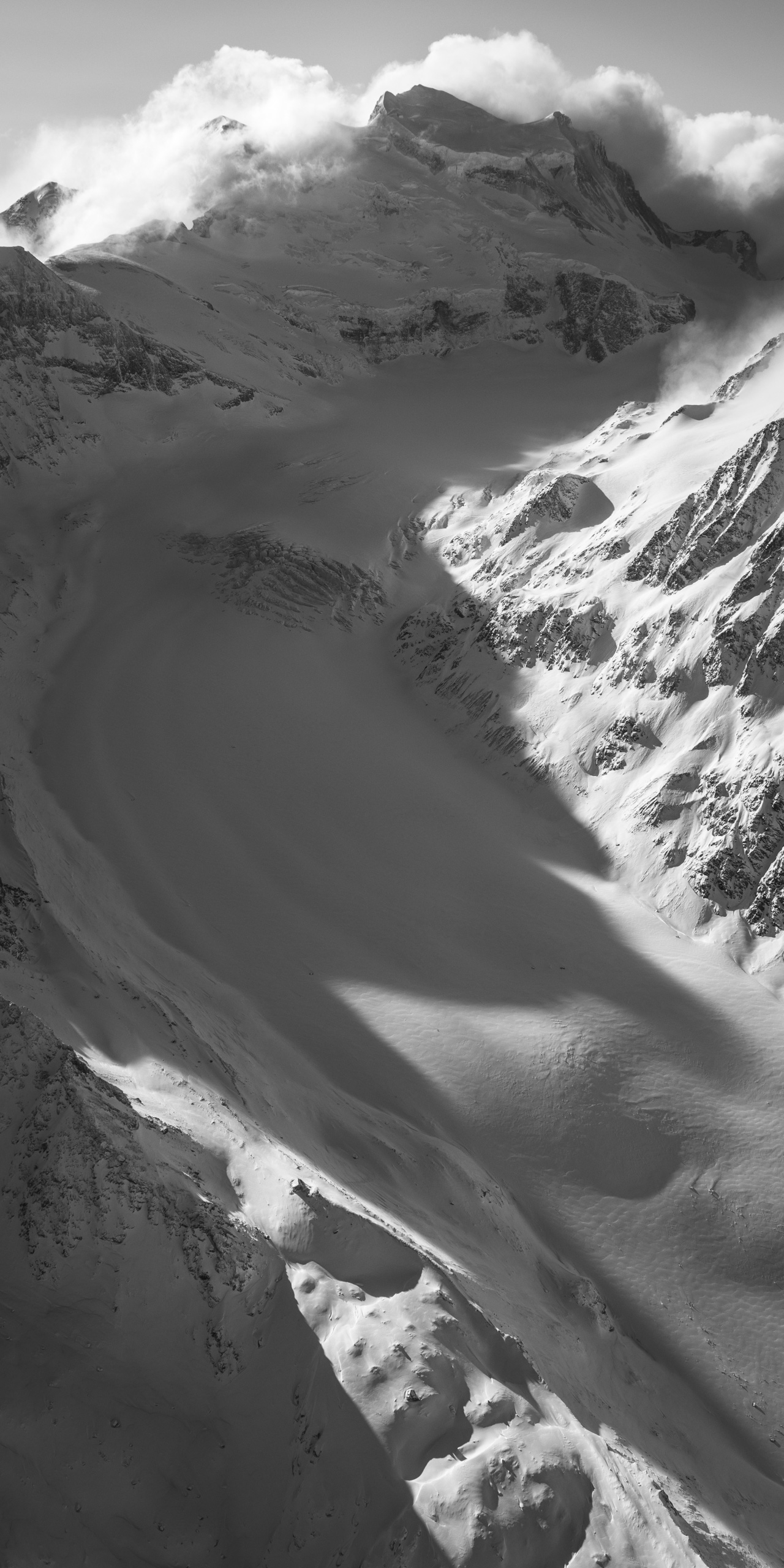 Glacier de Corbassière - Black and white mountain photo to print for a modern chalet decoration