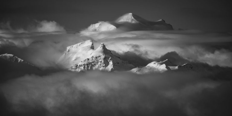 Mountain panorama - Black and white picture to frame from Grand Combin - The Weeper - La Sâle