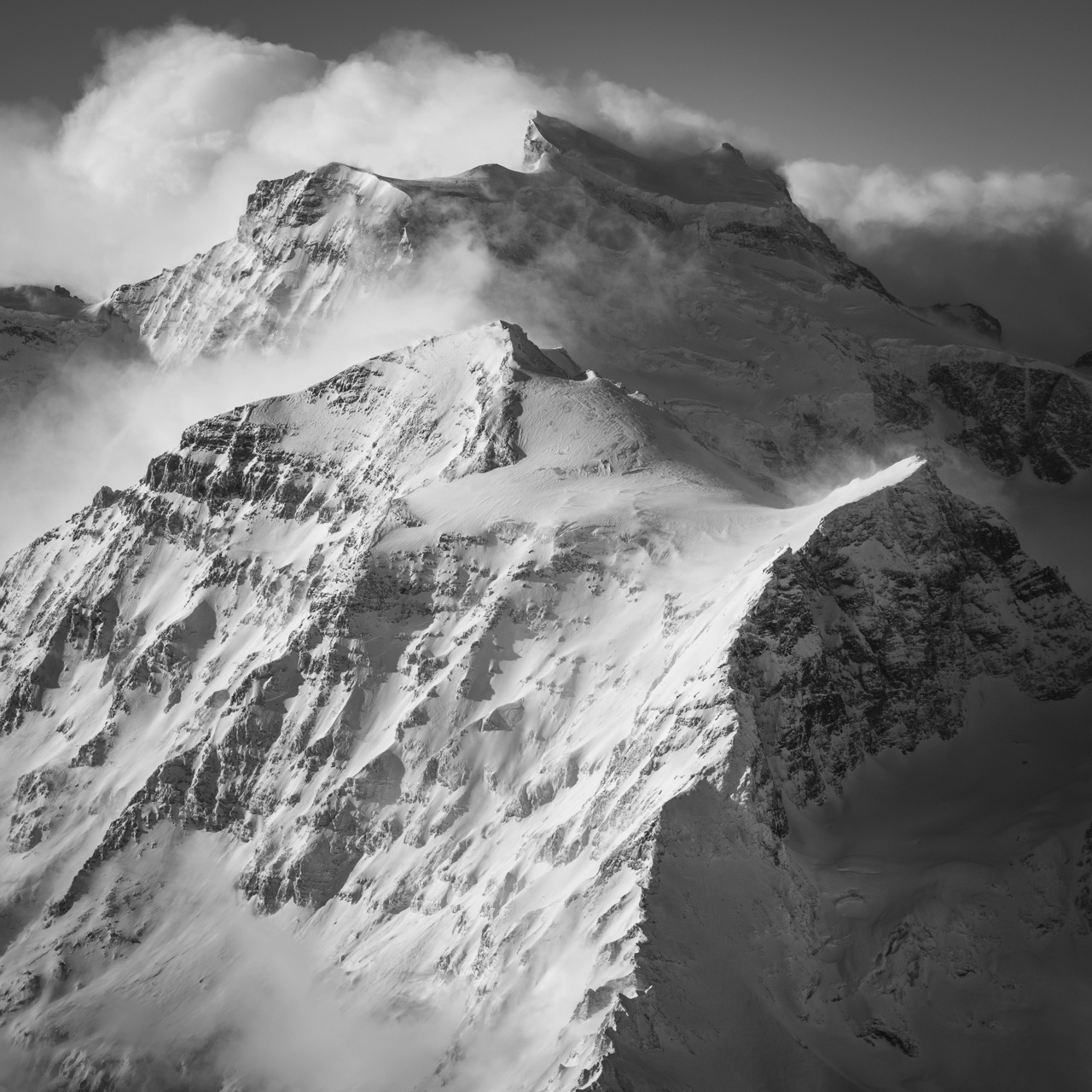 photo montagne Verbier - Grand Combin noir et blanc
