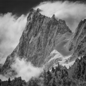 Les grandes Jorasses - Periades - altes Bergfoto in Schwarz-Weiß
