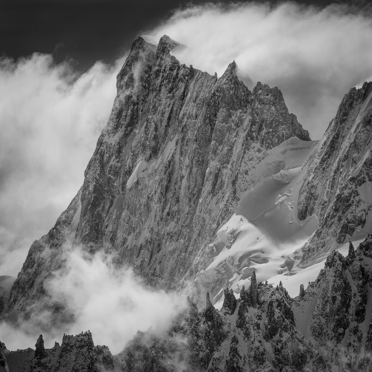 Les grandes Jorasses - Périades - photo montagne ancienne en noir et blanc