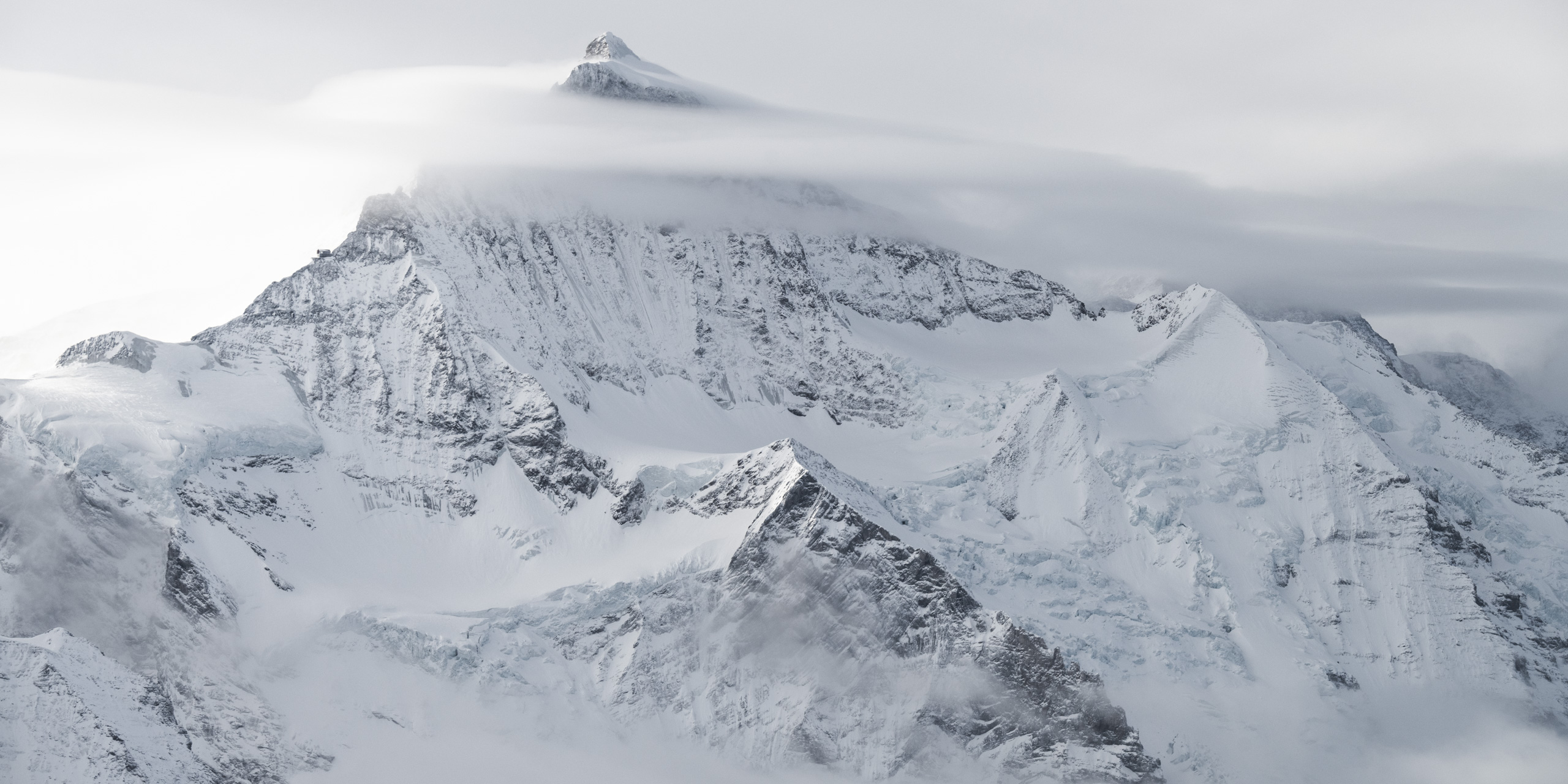 Jungfrau - mountain landscape  image - black and white mountain photo to print