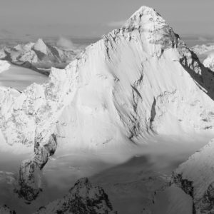 Panoramic black and white mountain poster of the 4000 of the Val d&#039;Anniviers in the Valais Alps 