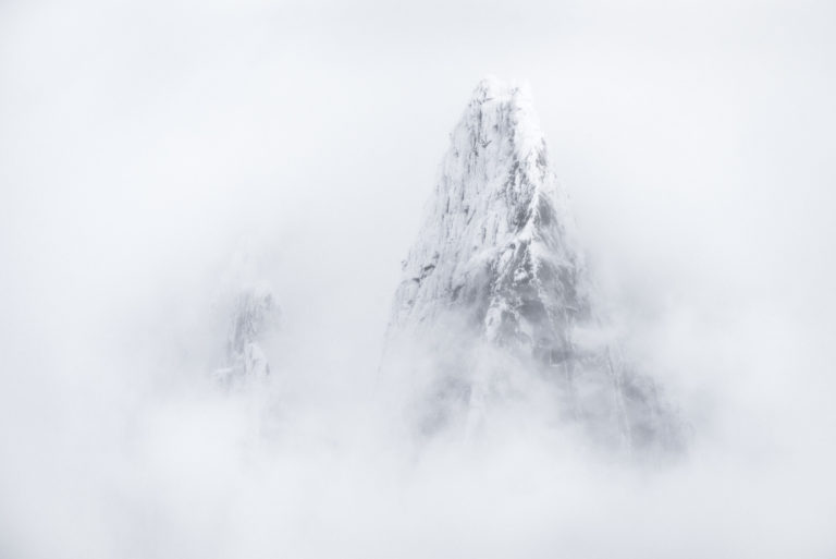 Mont Blanc Chamonix Massif  - Les Drus - Black and white photo of the Drux mountain peak