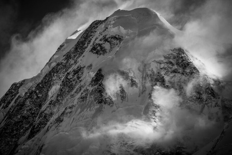 Zermatt - black and white mountain photography - Lyskamm