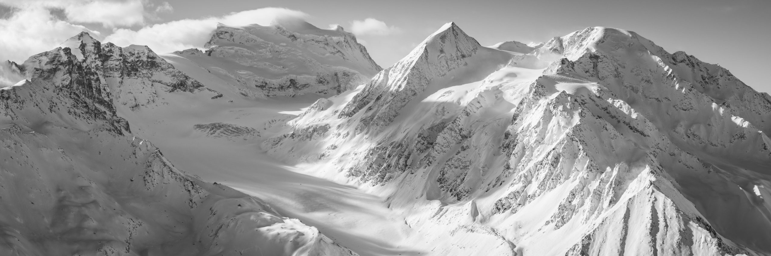 poster panoramique montagne noir et blanc - Panorama Massif des Combins
