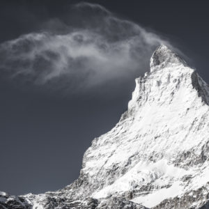 Matterhorn - Peak of alp mountains in switzerland - The Matterhorn in a cloud smoke