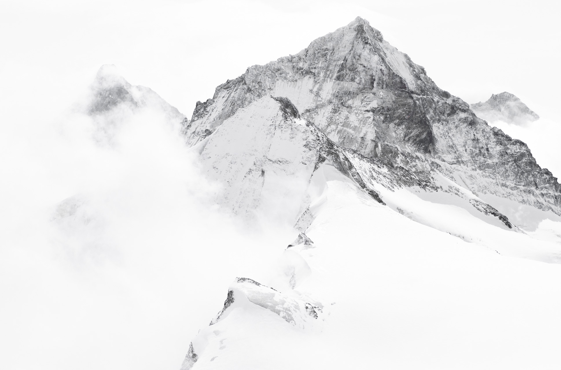 Poster montagne panoramique en noir et blanc - Matterhorn - Dent Blanche - Grand Cornier - Dent d'Hérens