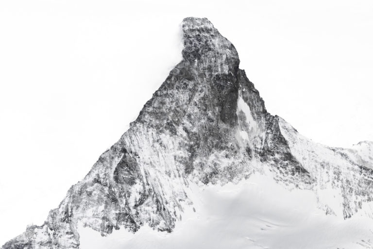 The Matterhorn summit  Swiss Alps mountains - Matterhorn north Face - zermatt matterhorn in black and white