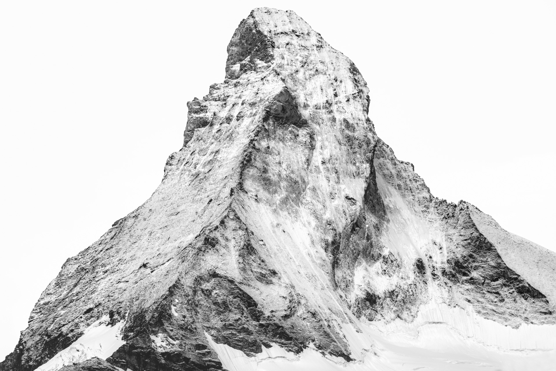 Photo Mont Cervin enneigé en noir et blanc - Matterhorn depuis le Mattertal