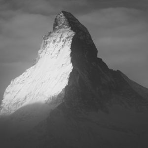 Matterhorn - black and white mountains photos of snow and peaks in the mist