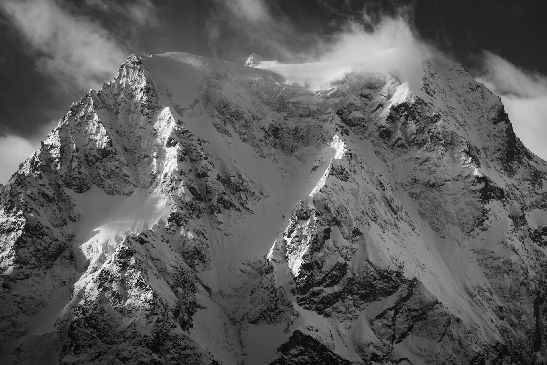 Val d hérens from Zermatt - black and white mountains photos - Mont Collon