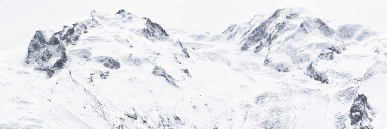 Monte Rosa - Mountain scenery image of the Monte Rosa mountain range in snow in black and white - Lyskamm