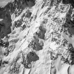 black and white image of Monte Rosa after a snowstorm - Mont Rose