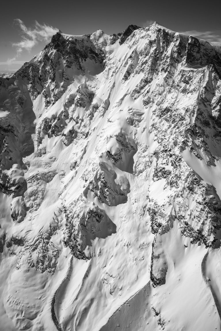 Mont rose - Monte Rosa en noir et blanc après une tempête de neige