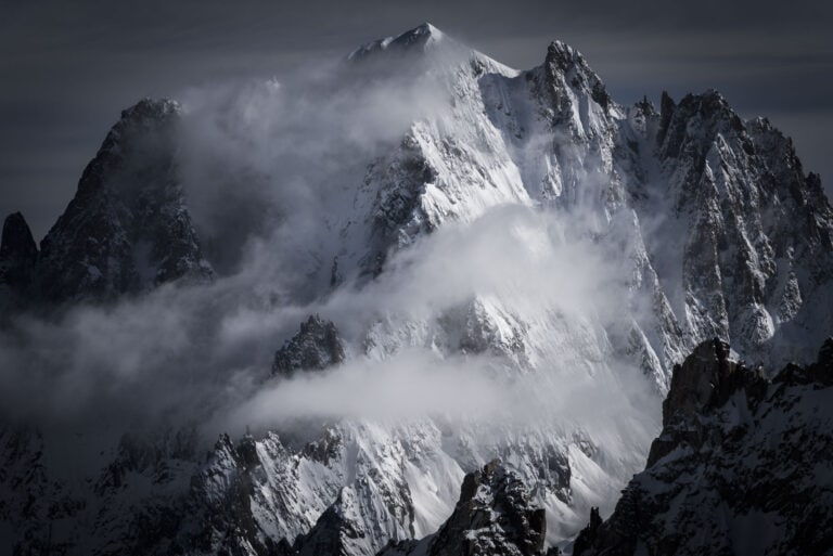 Massive des schneebedeckten Mont Blanc - Aiguille Verte