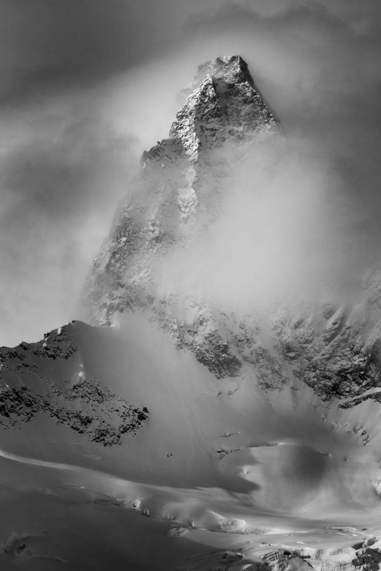 Obergabelhorn - black and white mountain print