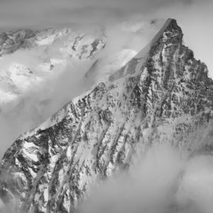 Obergabelhorn - Arbengrat - photo de montagne panoramique en noir et blanc - photographe montagne
