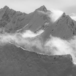 Zermatt Wallis - Bergfoto in Schwarz-Weiß - Taschhorn - Obergabelhorn - Dom Mischabels