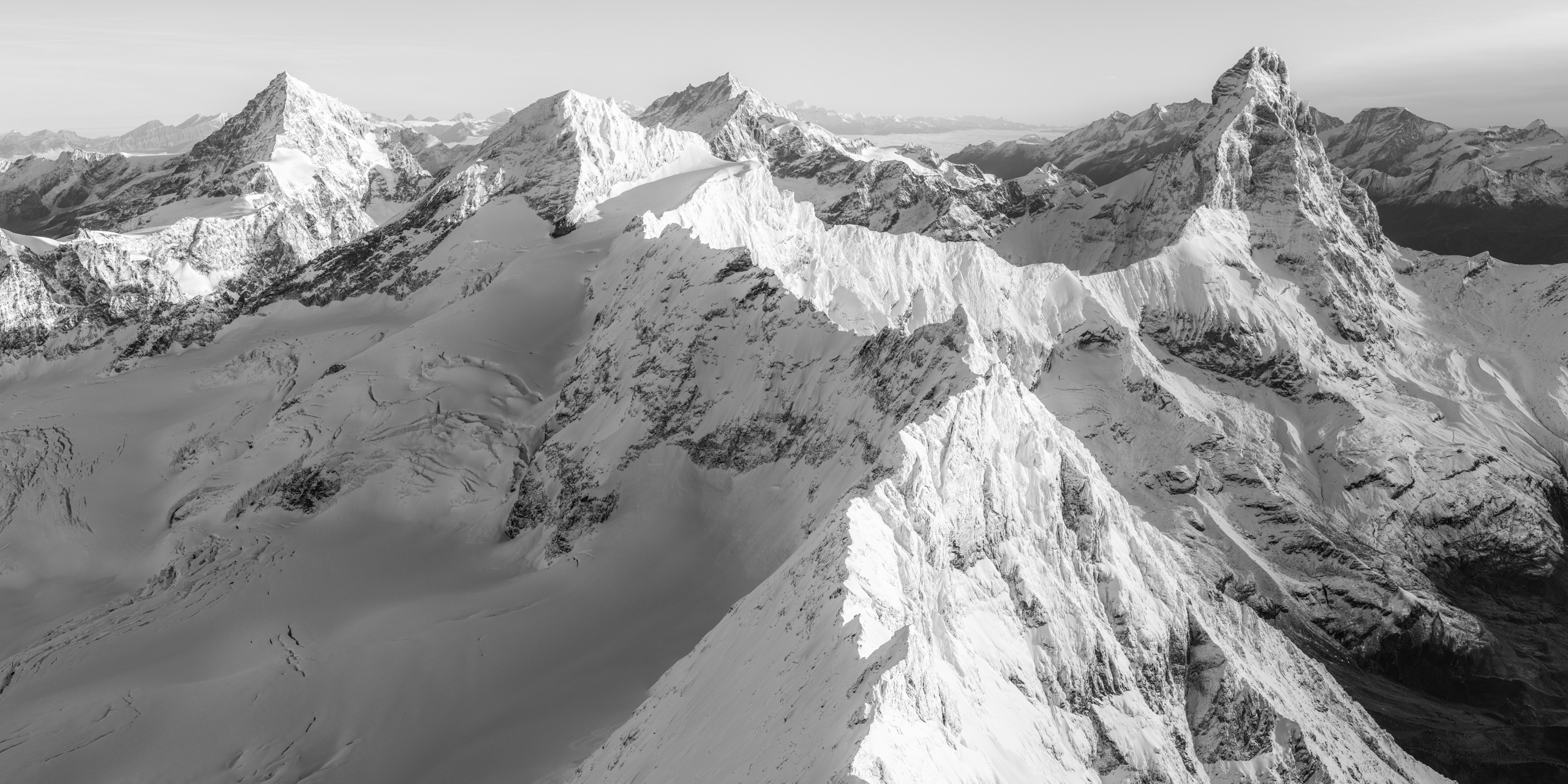 Zermatt panorama noir et blanc - Cervinia italie